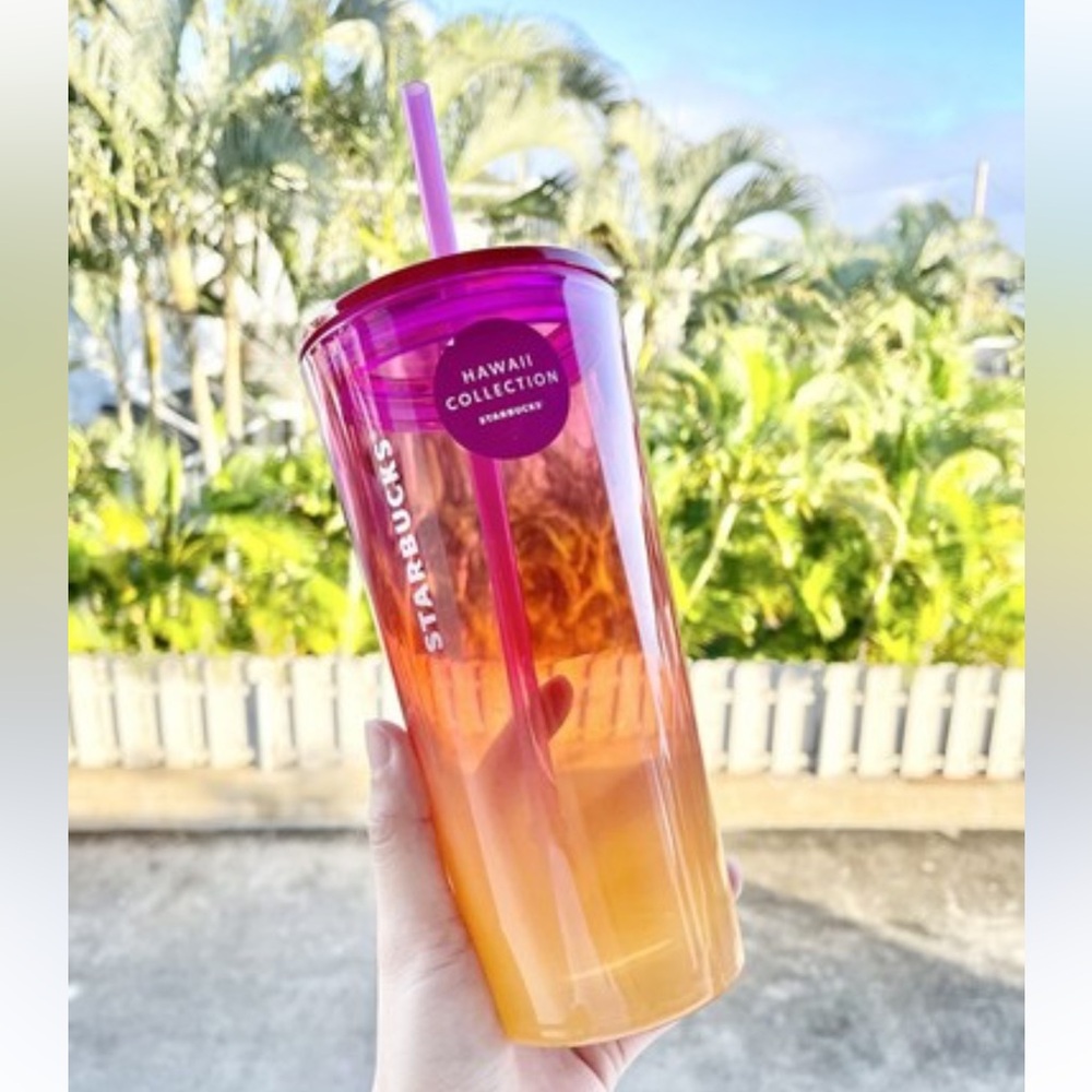 Starbucks Red Yellow Ombre Sunset Glass Tumbler - Picture 8 of 11
